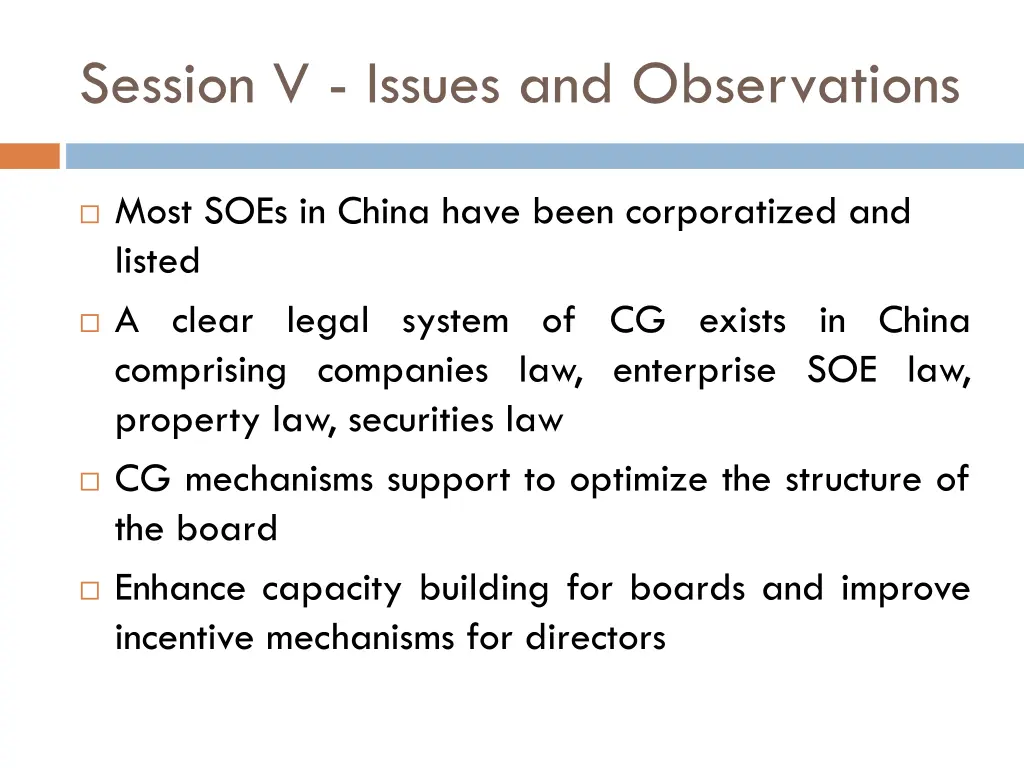 session v issues and observations