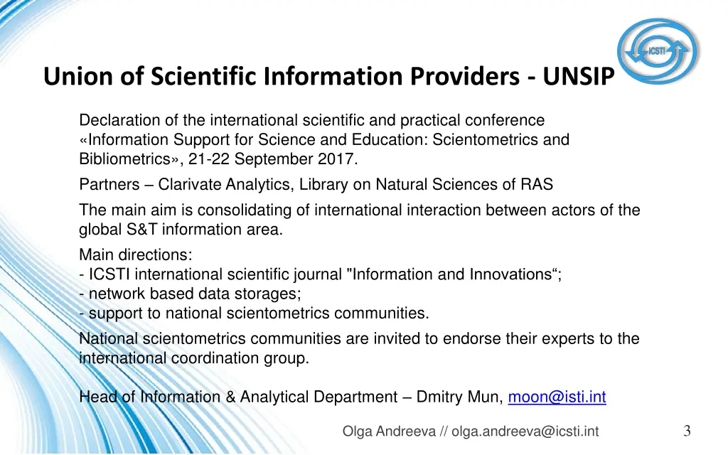 union of scientific information providers unsip