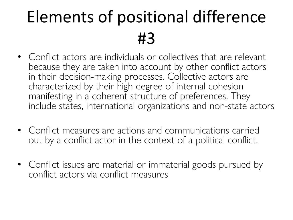 elements of positional difference 3 conflict