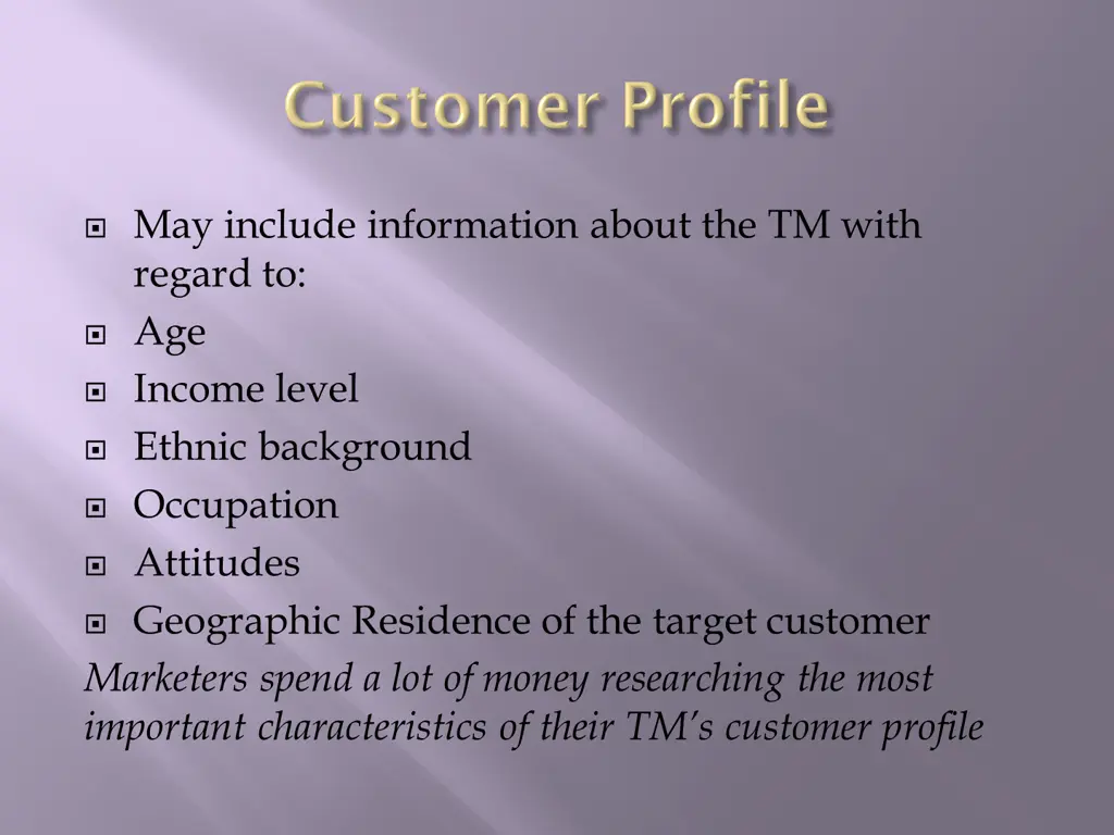 may include information about the tm with regard