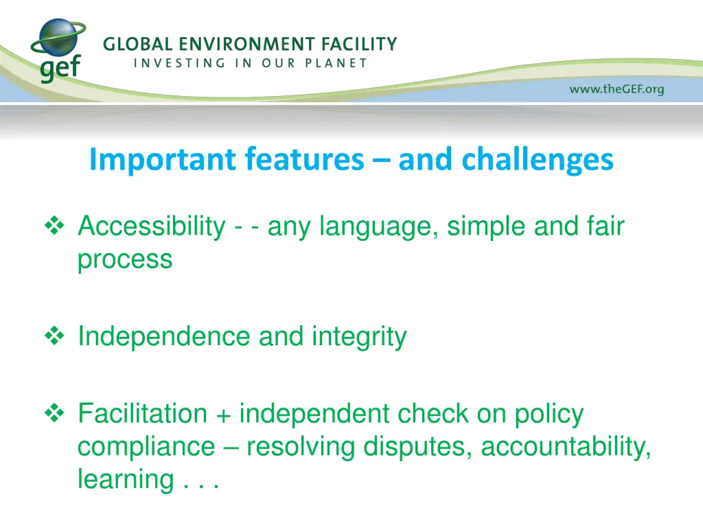 important features and challenges