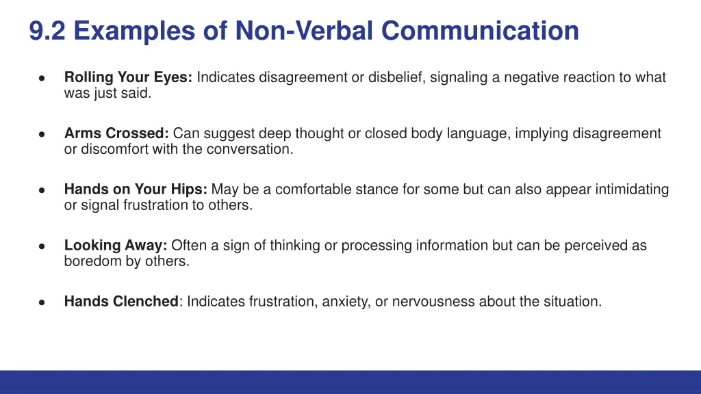 9 2 examples of non verbal communication