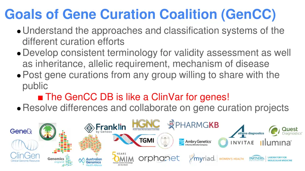 goals of gene curation coalition gencc understand