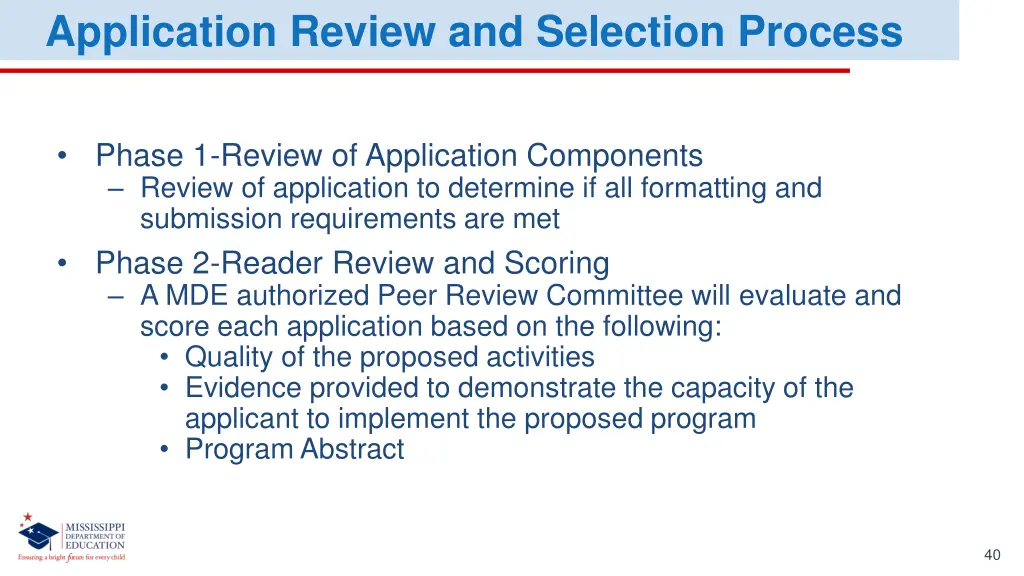 application review and selection process