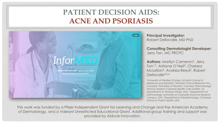 patient decision aids acne and psoriasis