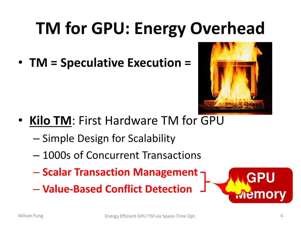 tm for gpu energy overhead