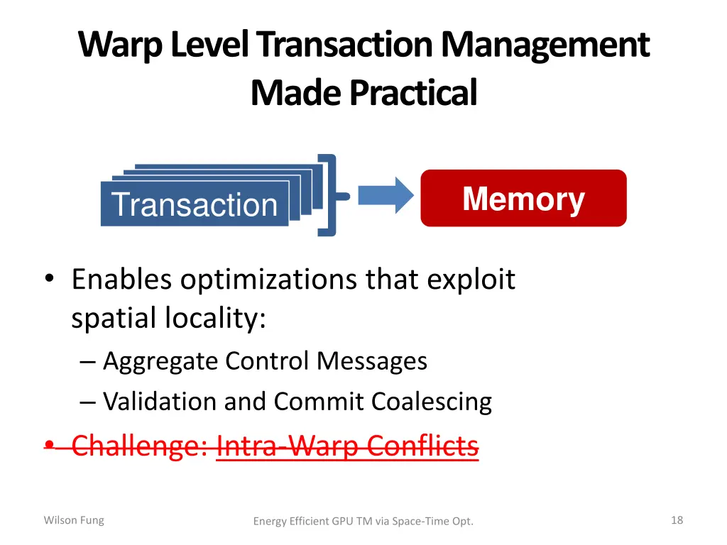 warp level transaction management made practical
