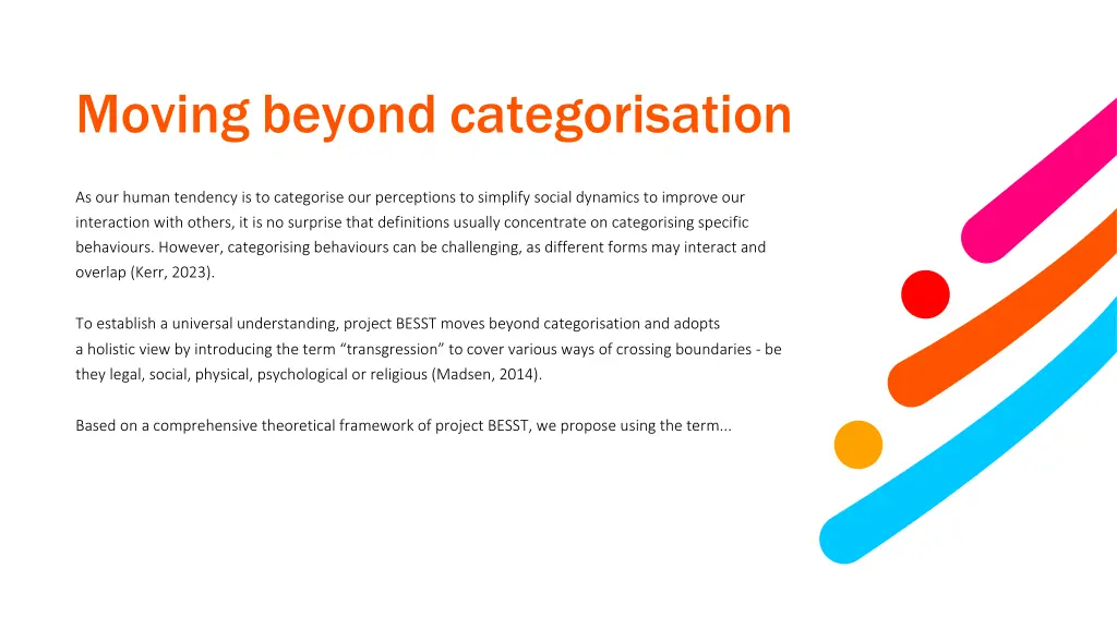 moving beyond categorisation