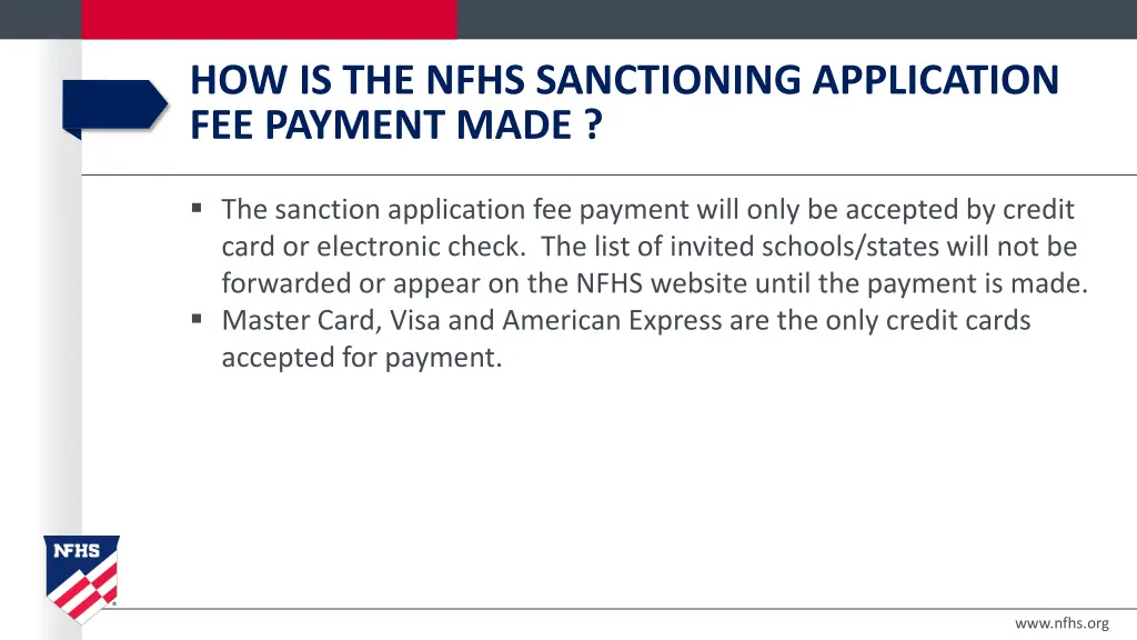 how is the nfhs sanctioning application