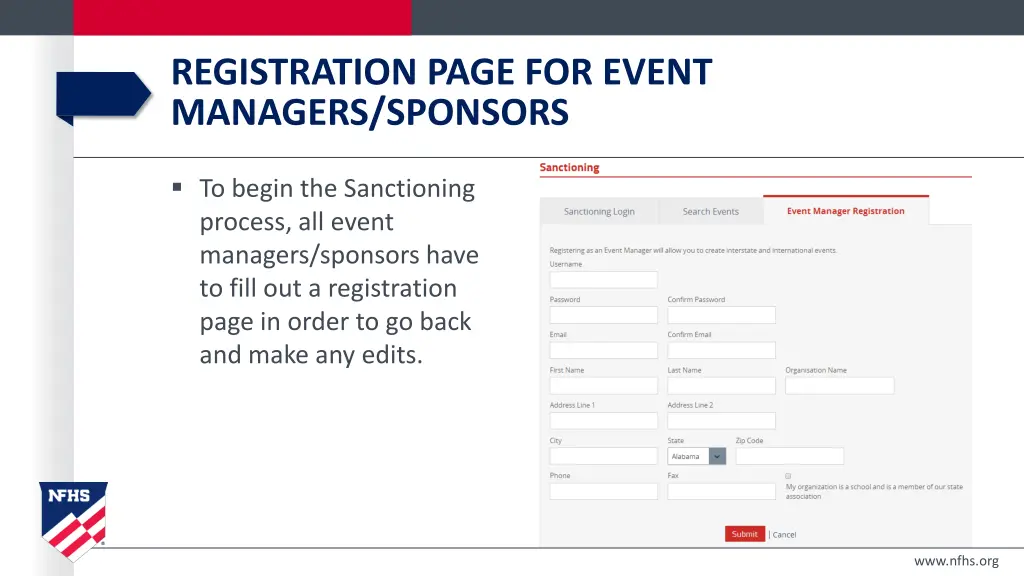 registration page for event managers sponsors