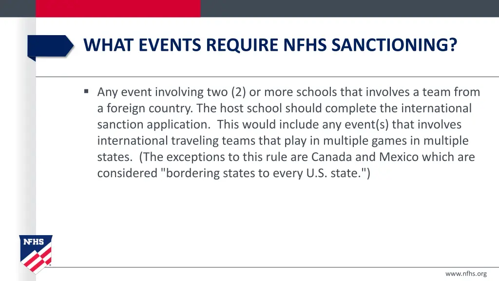 what events require nfhs sanctioning 1