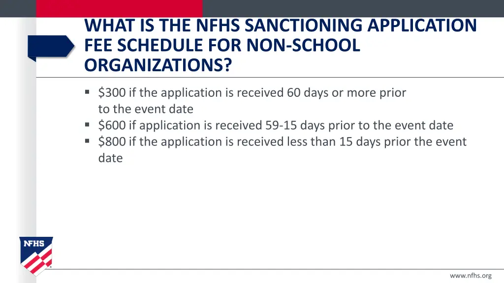what is the nfhs sanctioning application 1