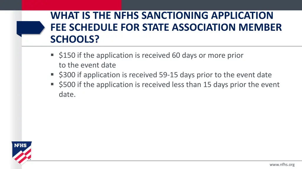 what is the nfhs sanctioning application