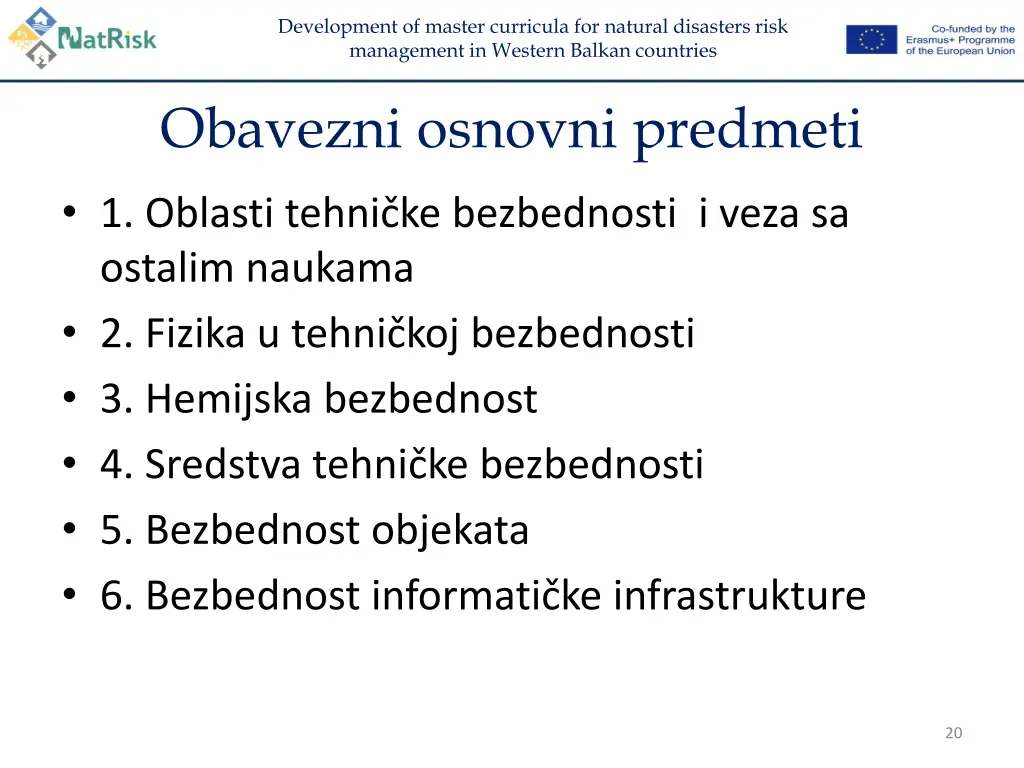 development of master curricula for natural 18