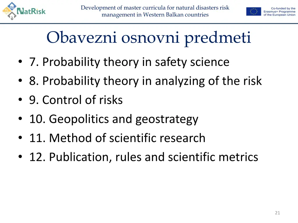 development of master curricula for natural 19