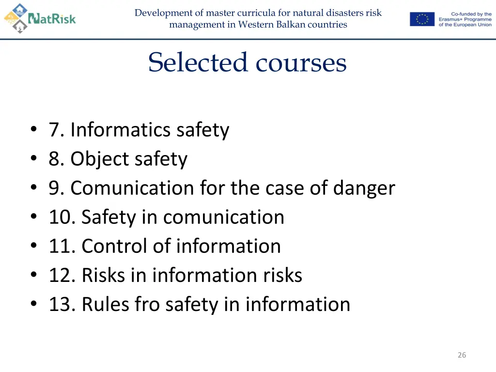 development of master curricula for natural 24