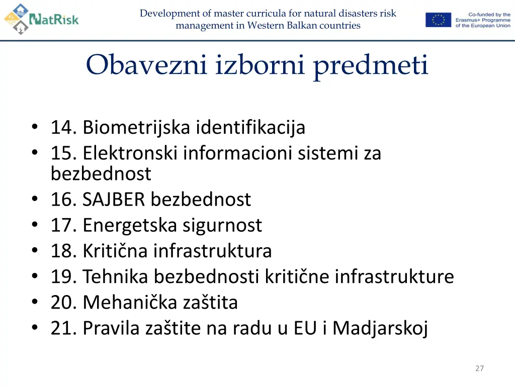 development of master curricula for natural 25