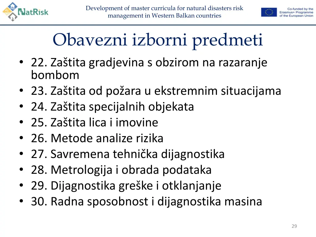 development of master curricula for natural 27