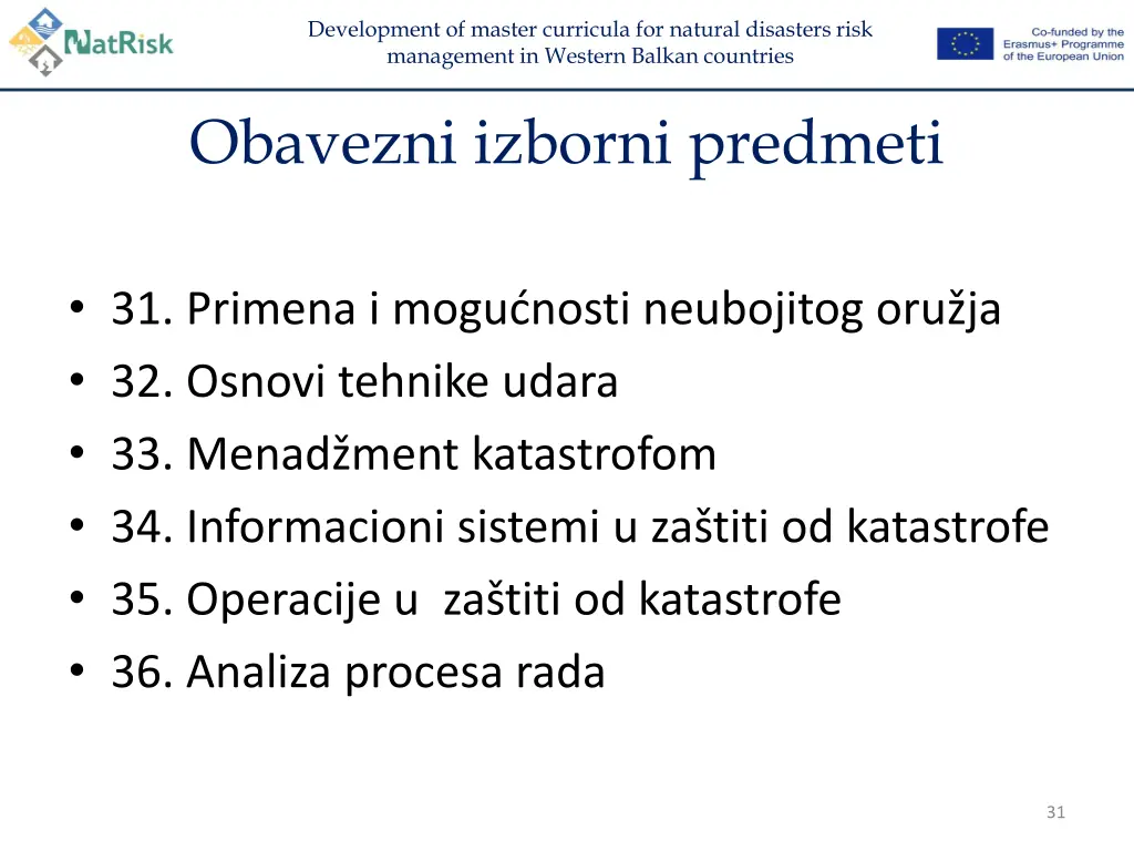 development of master curricula for natural 29