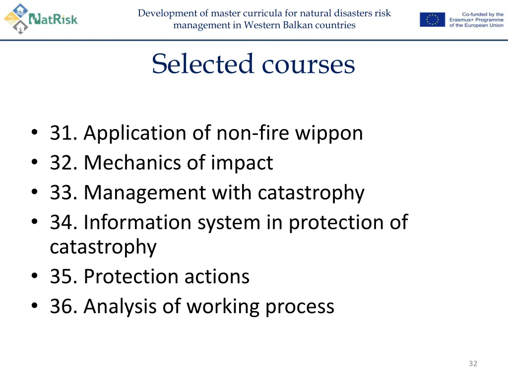 development of master curricula for natural 30