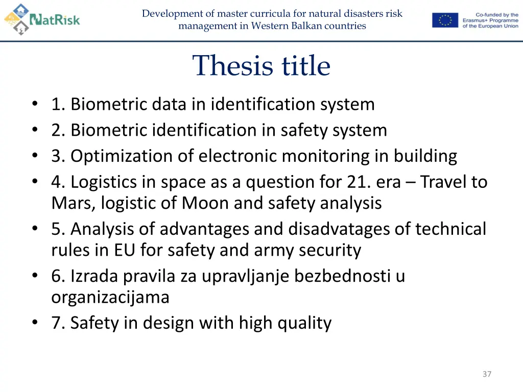 development of master curricula for natural 35