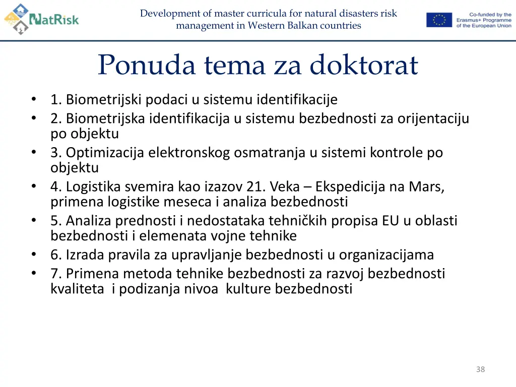 development of master curricula for natural 36