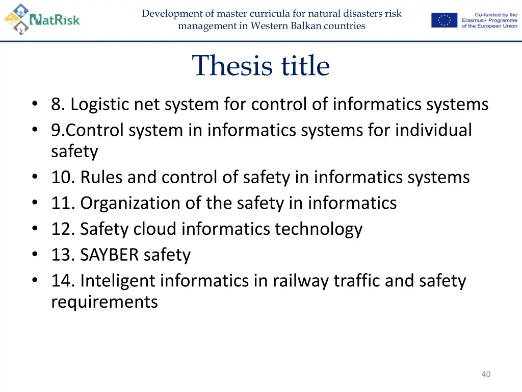 development of master curricula for natural 38