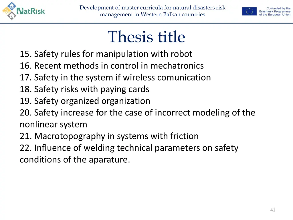 development of master curricula for natural 39
