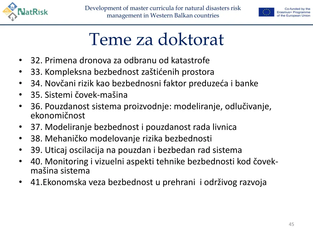 development of master curricula for natural 43