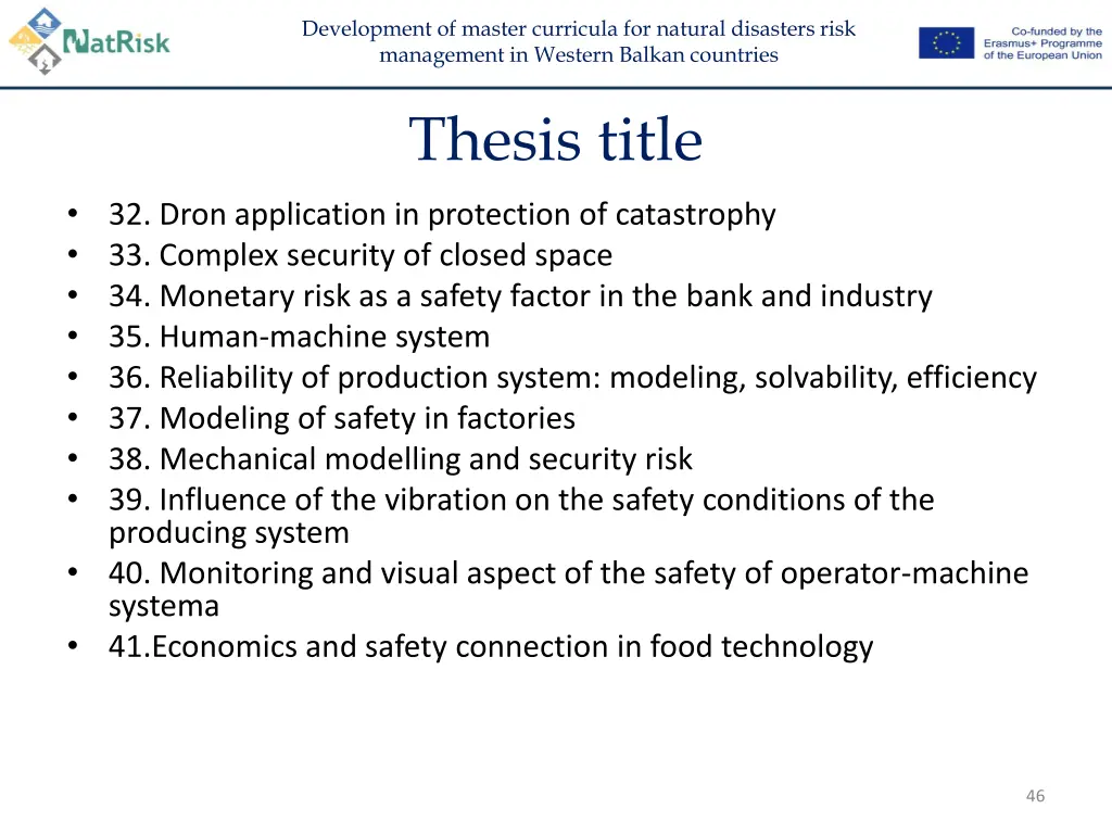 development of master curricula for natural 44