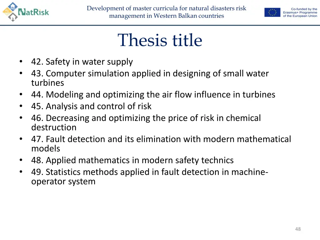 development of master curricula for natural 46