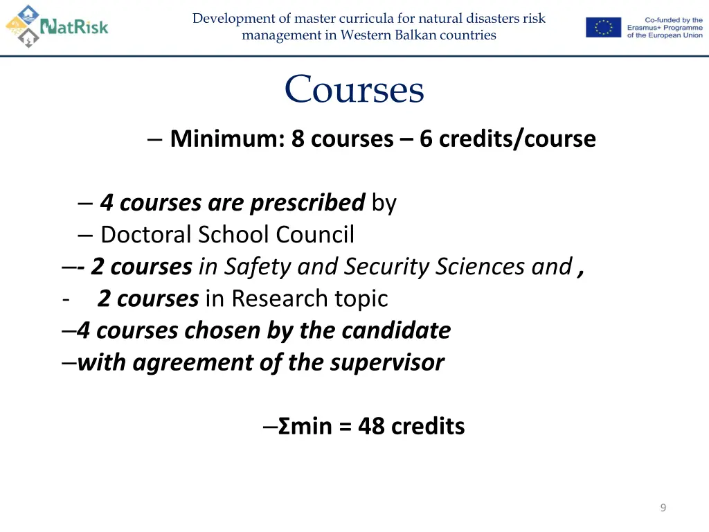 development of master curricula for natural 8