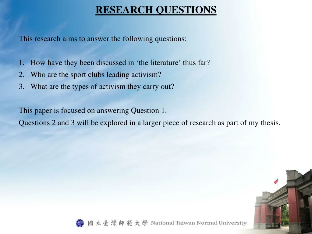 research questions