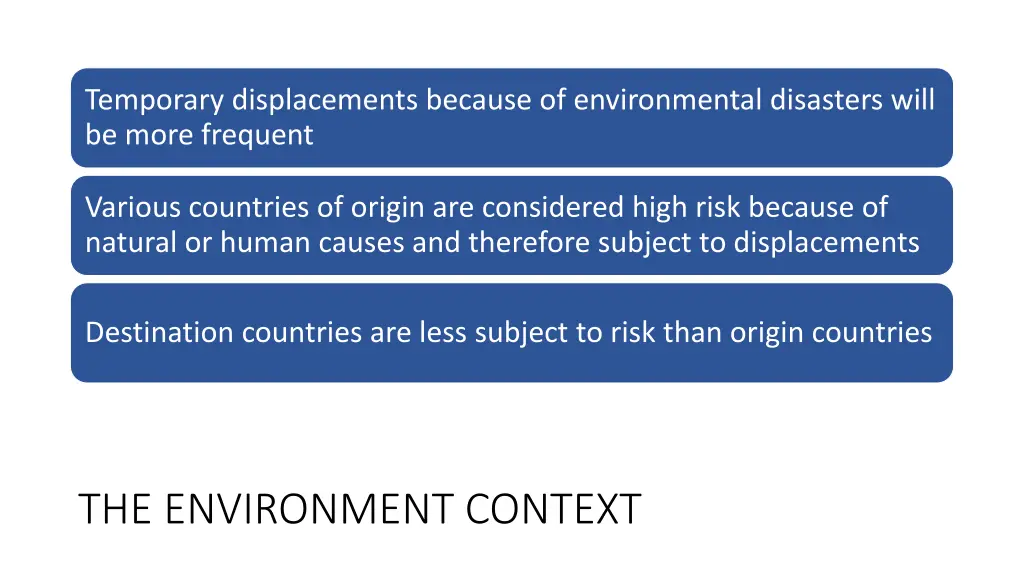 temporary displacements because of environmental