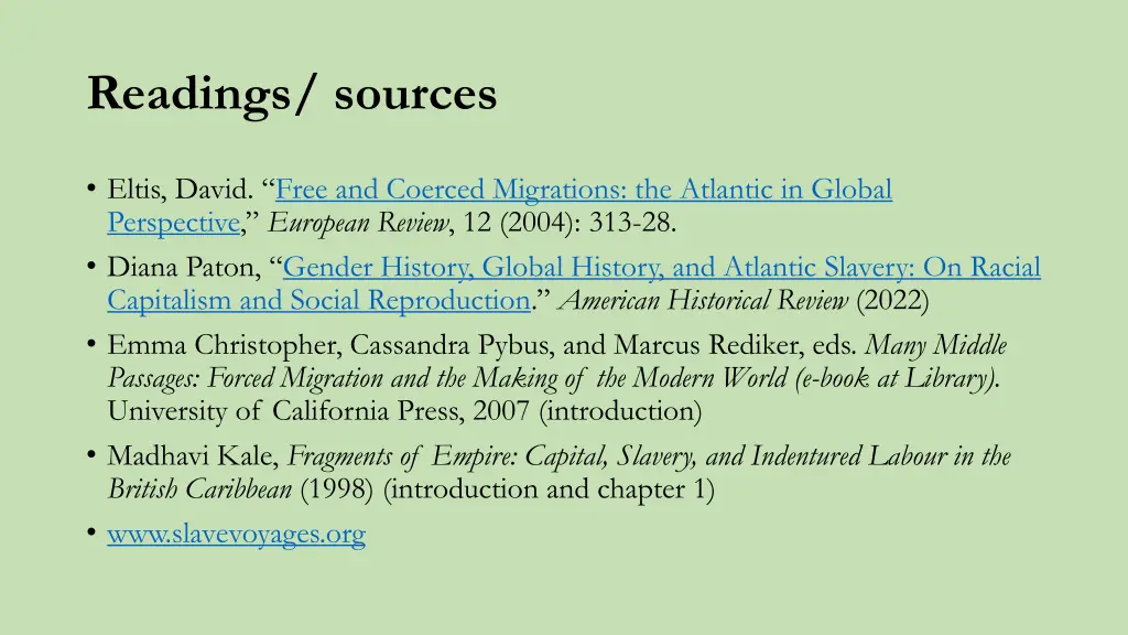 readings sources