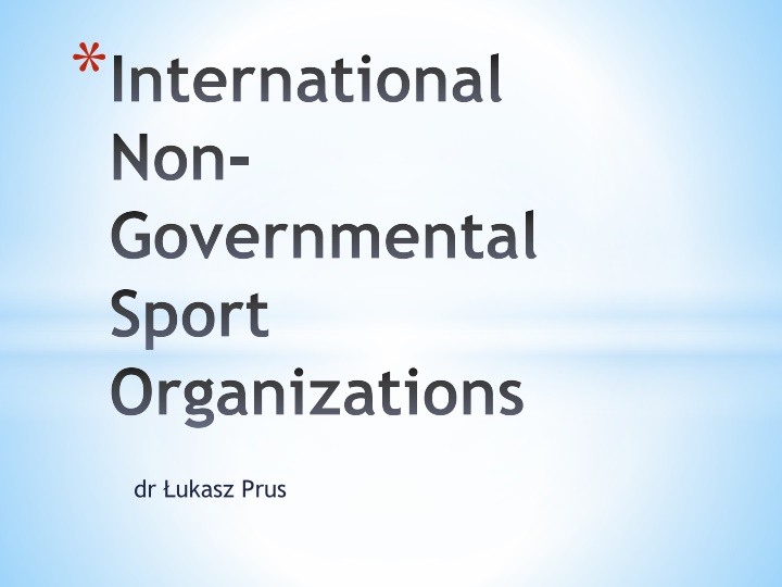 international non governmental sport organizations