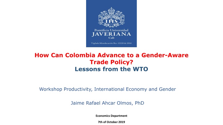 how can colombia advance to a gender aware trade