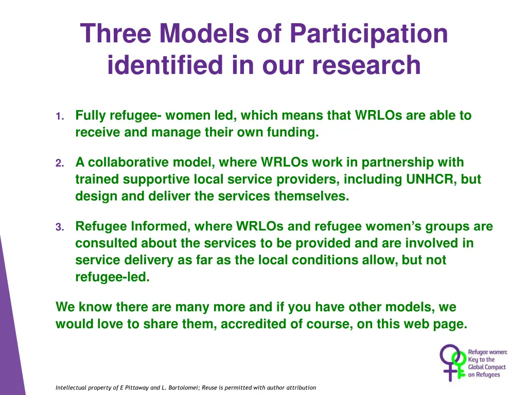 three models of participation identified