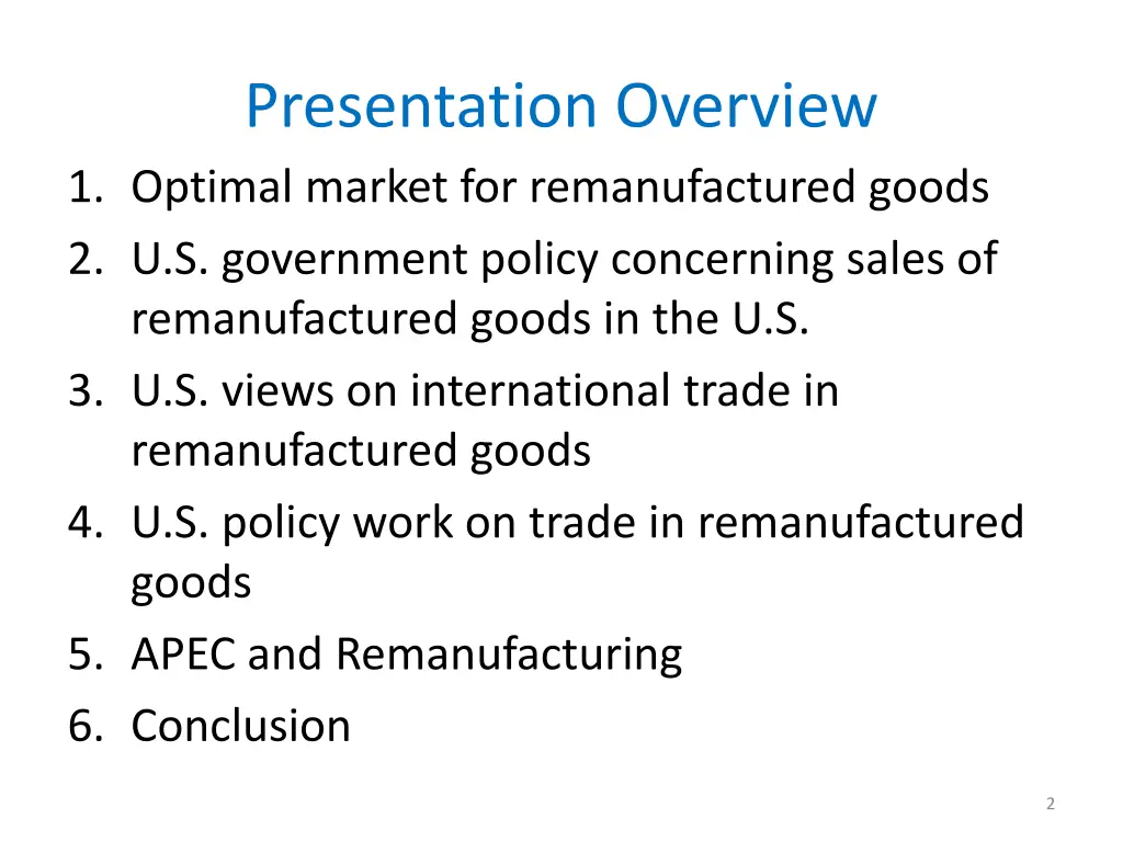 presentation overview 1 optimal market