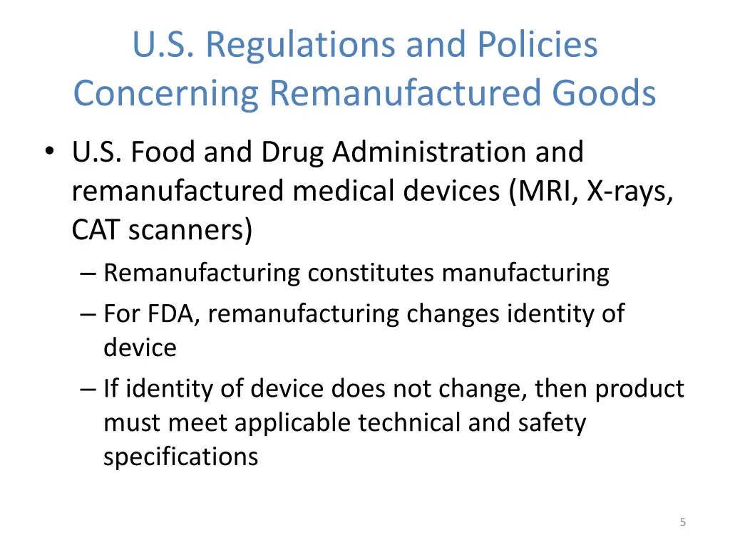 u s regulations and policies concerning 1