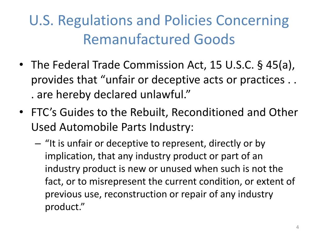 u s regulations and policies concerning