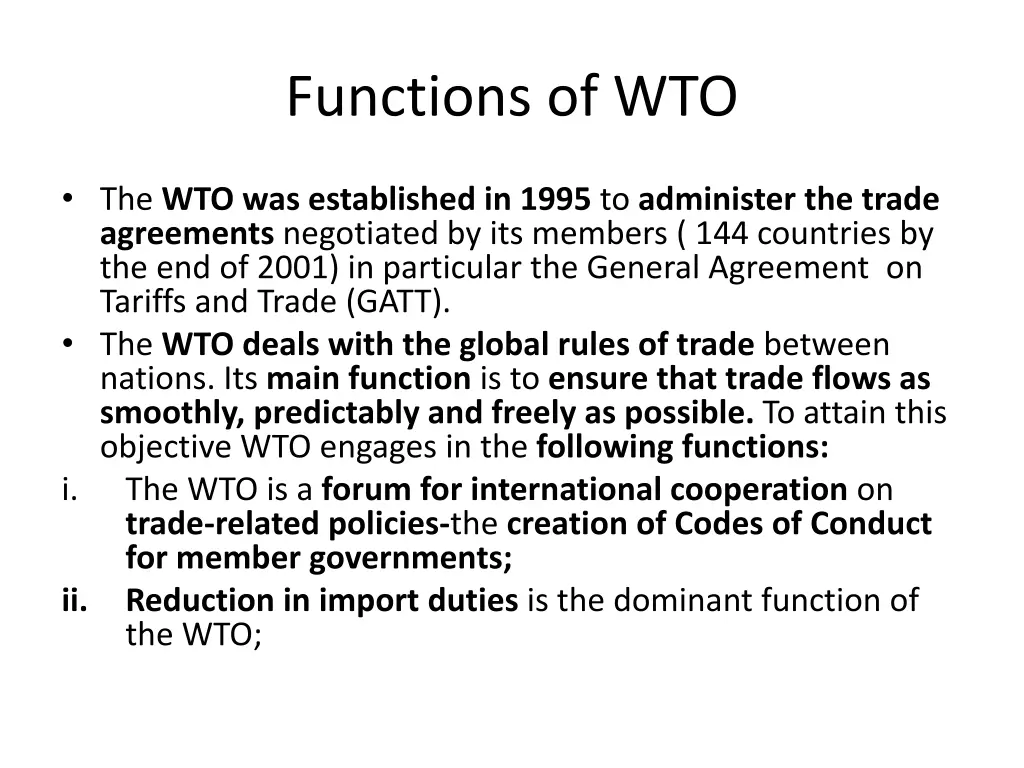functions of wto