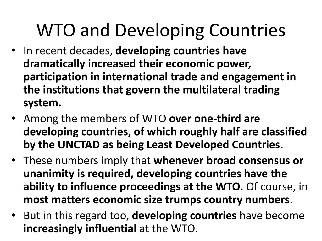 wto and developing countries in recent decades