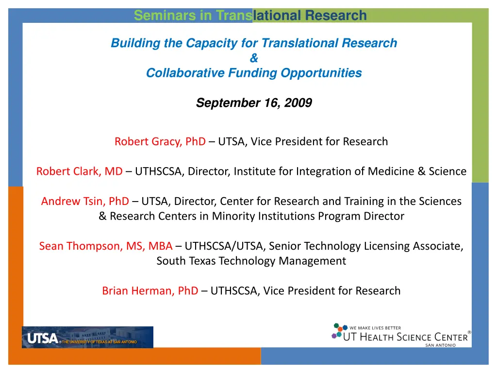seminars in translational research 3