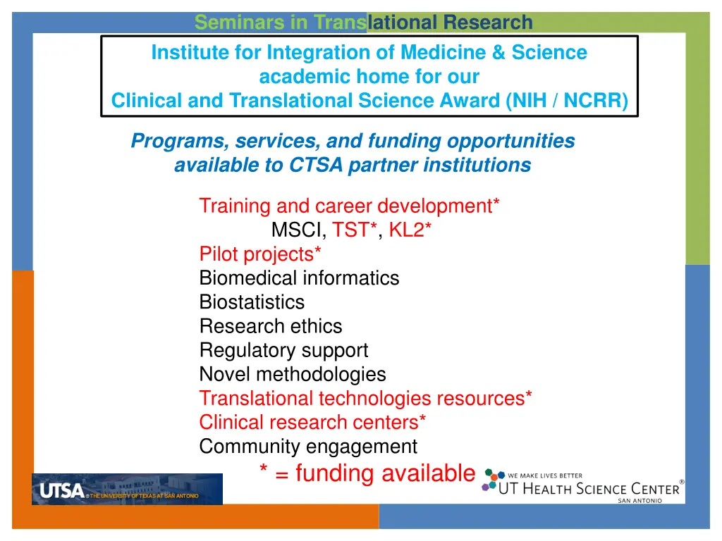 seminars in translational research institute