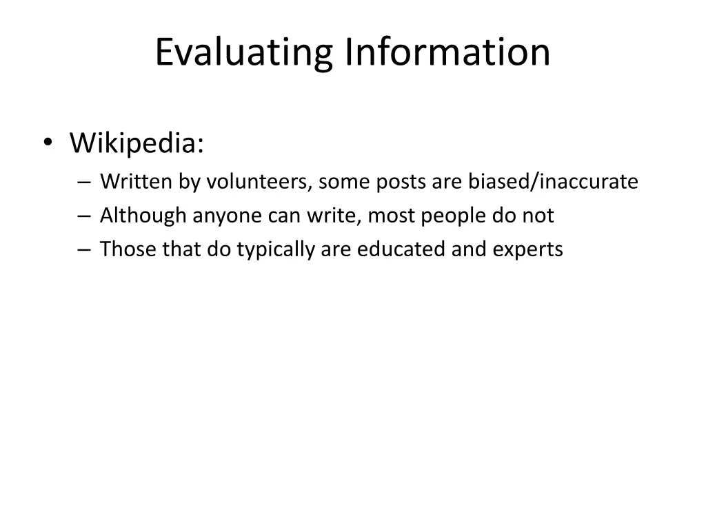 evaluating information 1