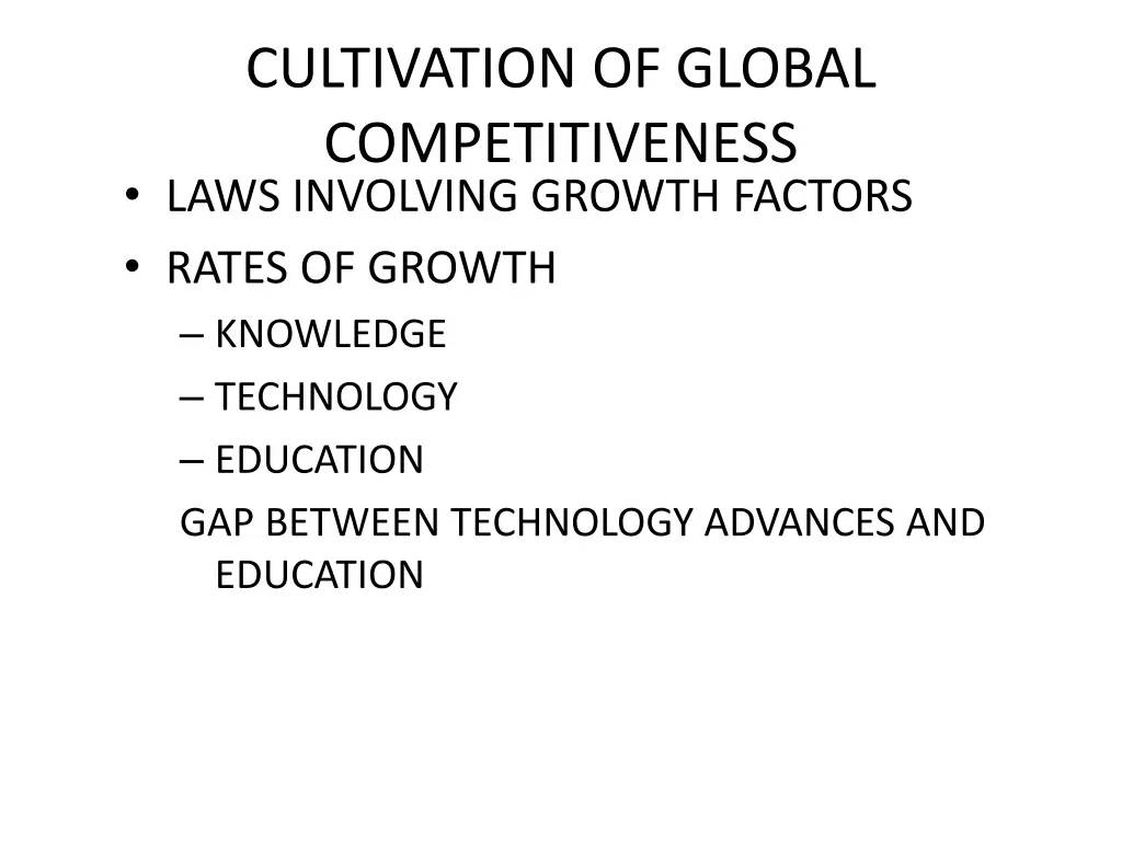 cultivation of global competitiveness laws