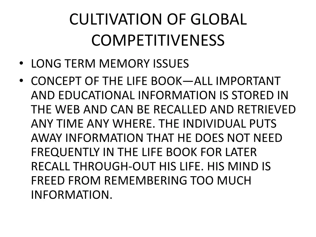 cultivation of global competitiveness long term