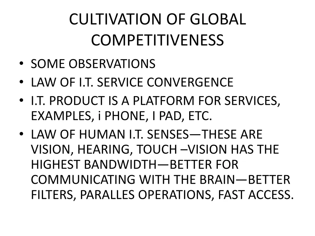 cultivation of global competitiveness some