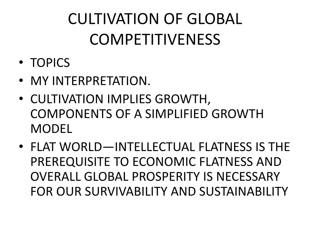 cultivation of global competitiveness topics